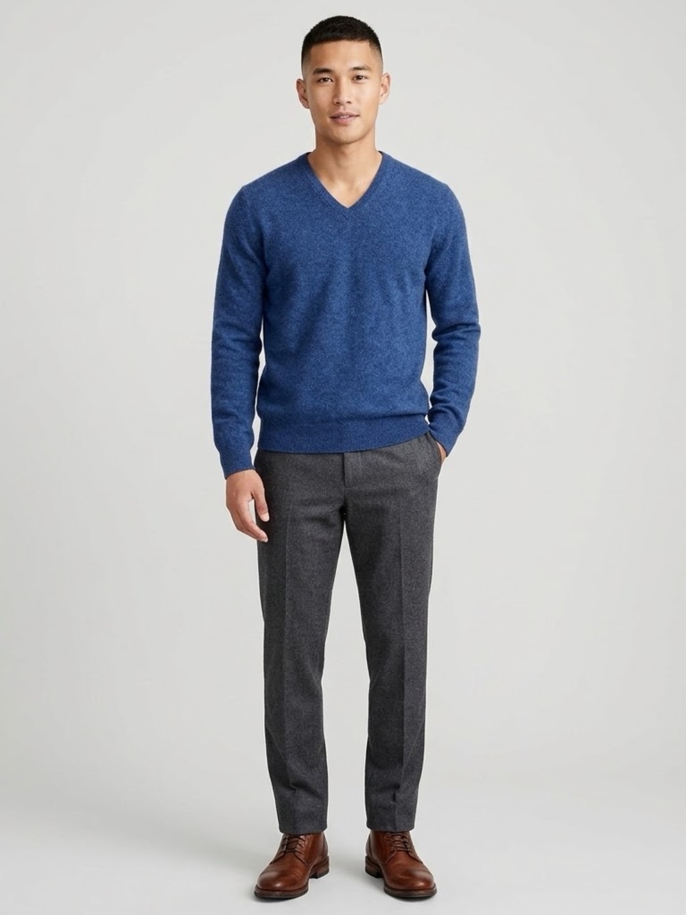 J.Crew Men's V-Neck Sweater Navy Blue Size Large 100% Cashmere Classic Luxury